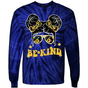 Be Kind Sunflower Hair Bun Spring Tie-Dye Long Sleeve Shirt