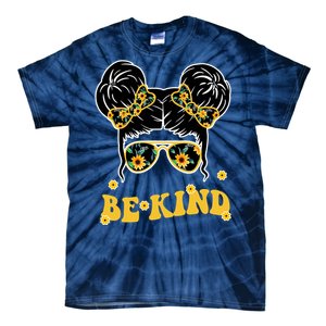 Be Kind Sunflower Hair Bun Spring Tie-Dye T-Shirt