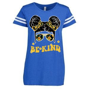 Be Kind Sunflower Hair Bun Spring Enza Ladies Jersey Football T-Shirt