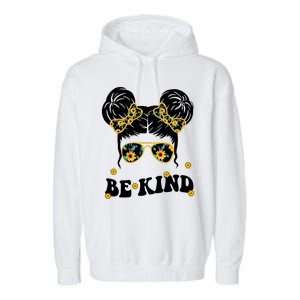 Be Kind Sunflower Hair Bun Spring Garment-Dyed Fleece Hoodie