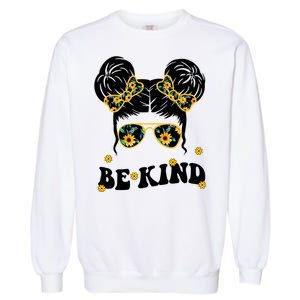 Be Kind Sunflower Hair Bun Spring Garment-Dyed Sweatshirt