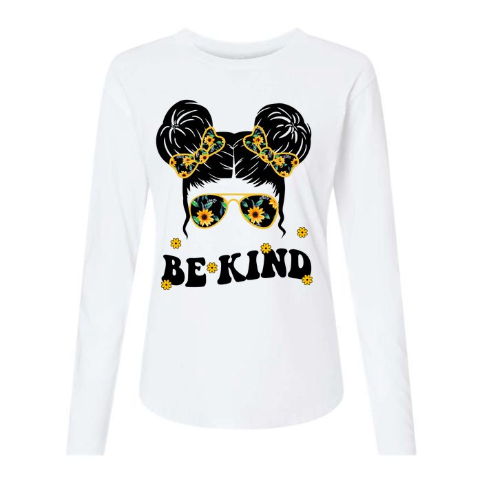 Be Kind Sunflower Hair Bun Spring Womens Cotton Relaxed Long Sleeve T-Shirt