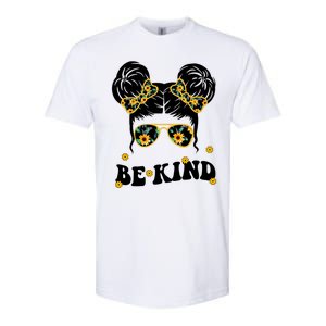 Be Kind Sunflower Hair Bun Spring Softstyle CVC T-Shirt