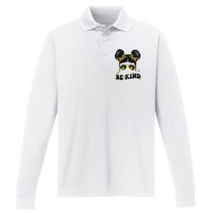 Be Kind Sunflower Hair Bun Spring Performance Long Sleeve Polo