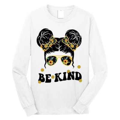 Be Kind Sunflower Hair Bun Spring Long Sleeve Shirt