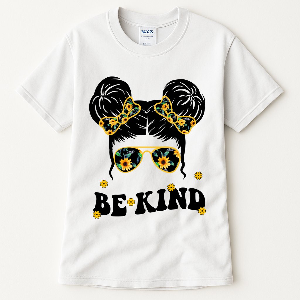 Be Kind Sunflower Hair Bun Spring Tall T-Shirt