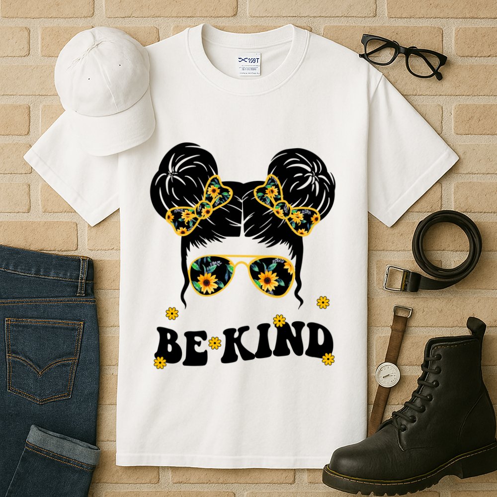 Be Kind Sunflower Hair Bun Spring Tall T-Shirt