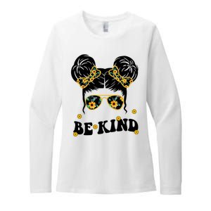 Be Kind Sunflower Hair Bun Spring Womens CVC Long Sleeve Shirt