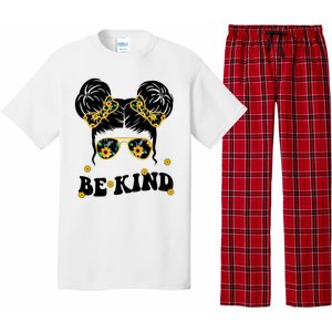 Be Kind Sunflower Hair Bun Spring Pajama Set