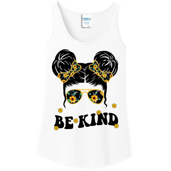 Be Kind Sunflower Hair Bun Spring Ladies Essential Tank