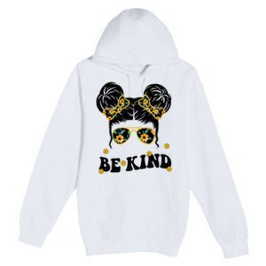 Be Kind Sunflower Hair Bun Spring Premium Pullover Hoodie