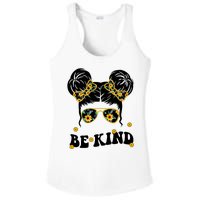 Be Kind Sunflower Hair Bun Spring Ladies PosiCharge Competitor Racerback Tank