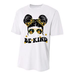 Be Kind Sunflower Hair Bun Spring Performance Sprint T-Shirt