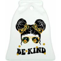 Be Kind Sunflower Hair Bun Spring Ceramic Bell Ornament