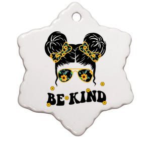 Be Kind Sunflower Hair Bun Spring Ceramic Star Ornament