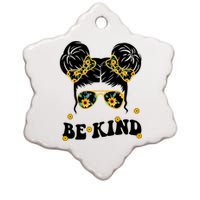 Be Kind Sunflower Hair Bun Spring Ceramic Star Ornament