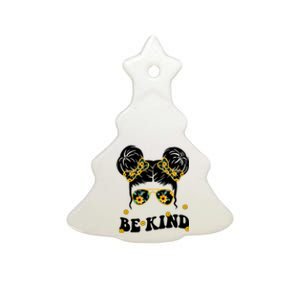 Be Kind Sunflower Hair Bun Spring Ceramic Tree Ornament