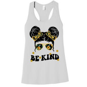 Be Kind Sunflower Hair Bun Spring Women's Racerback Tank