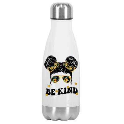 Be Kind Sunflower Hair Bun Spring Stainless Steel Insulated Water Bottle