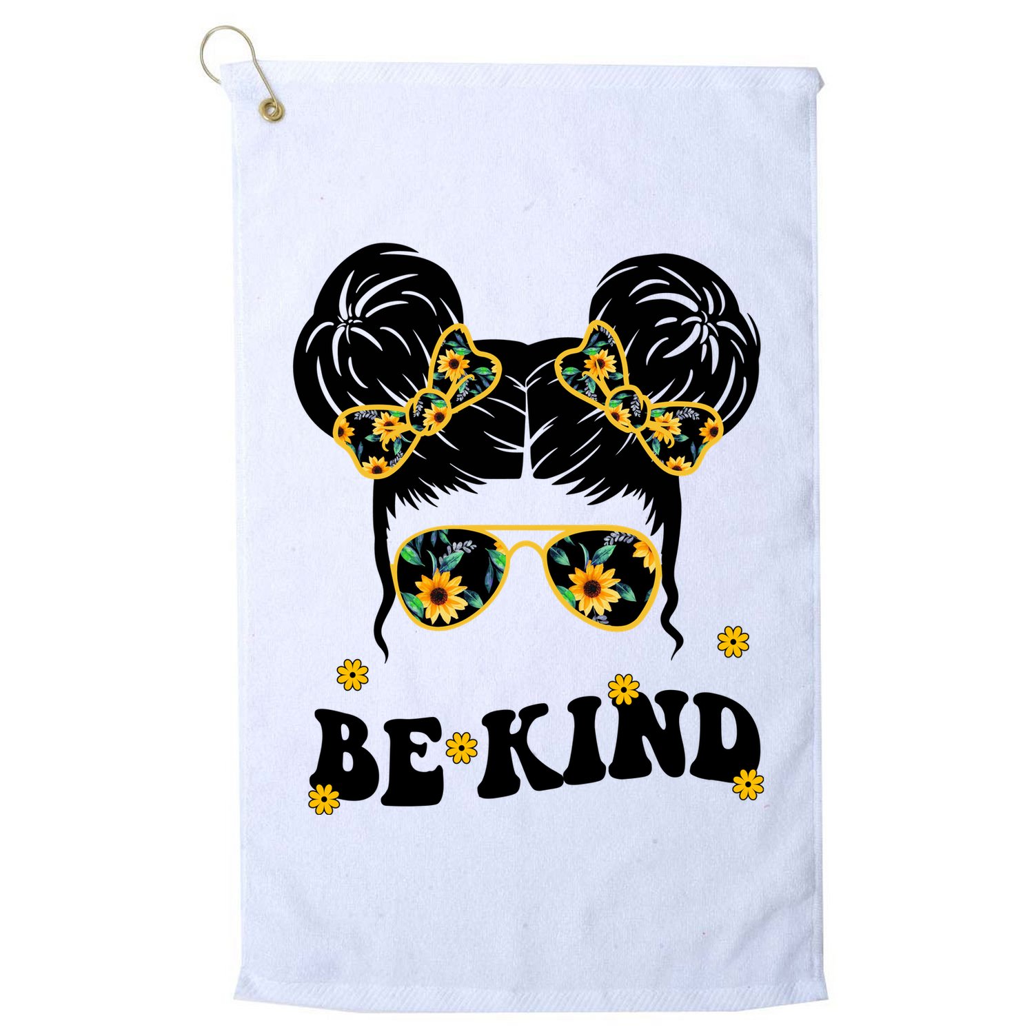 Be Kind Sunflower Hair Bun Spring Golf Towel