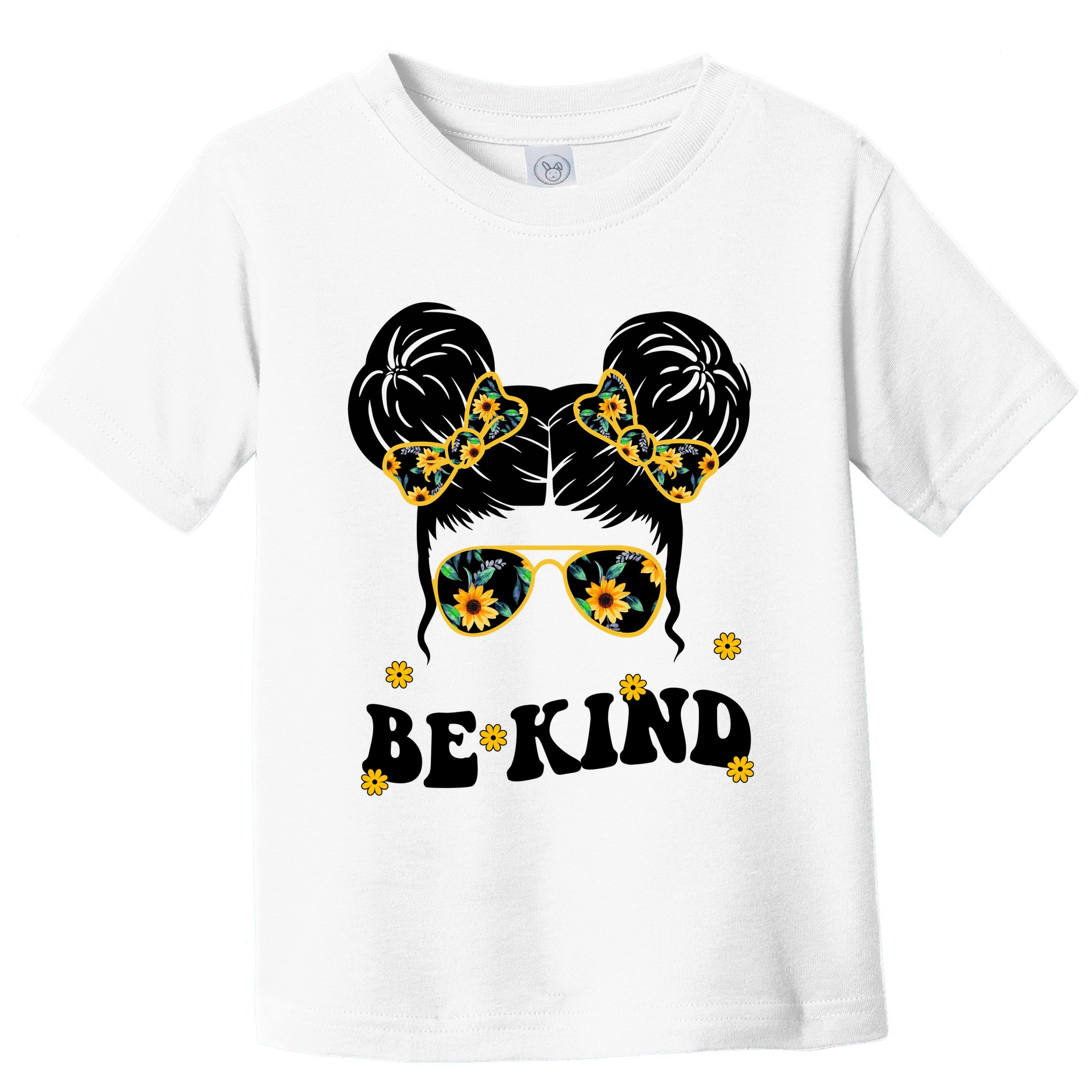 Be Kind Sunflower Hair Bun Spring Toddler T-Shirt