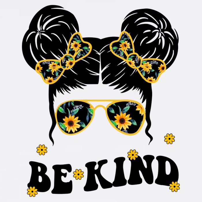 Be Kind Sunflower Hair Bun Spring Toddler T-Shirt