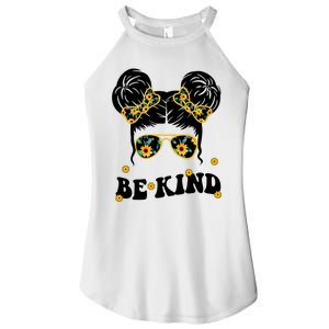 Be Kind Sunflower Hair Bun Spring Women's Perfect Tri Rocker Tank