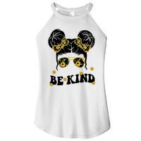 Be Kind Sunflower Hair Bun Spring Women's Perfect Tri Rocker Tank