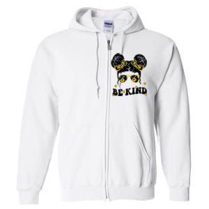 Be Kind Sunflower Hair Bun Spring Full Zip Hoodie