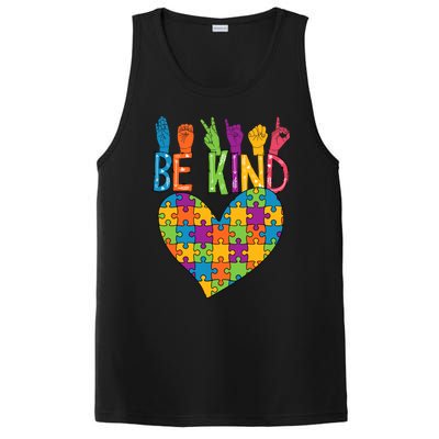 Be Kind Sign Language Heart Puzzle Piece Teachers Asl Autism Gift PosiCharge Competitor Tank