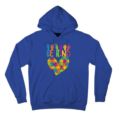 Be Kind Sign Language Heart Puzzle Piece Teachers Asl Autism Gift Hoodie