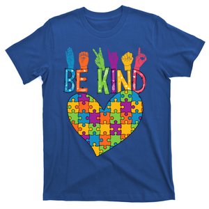 Be Kind Sign Language Heart Puzzle Piece Teachers Asl Autism Gift T-Shirt