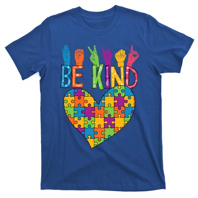 Be Kind Sign Language Heart Puzzle Piece Teachers Asl Autism Gift T-Shirt