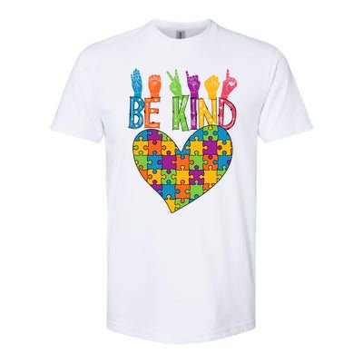 Be Kind Sign Language Heart Puzzle Piece Teachers Asl Autism Gift Softstyle CVC T-Shirt