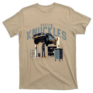 Bustin Knuckles Skeleton Auto Mechanic Humor T-Shirt