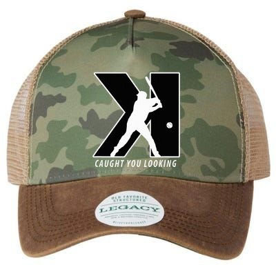 Backwards K Strikeout Looking Baseball Softball Pitching Legacy Tie Dye Trucker Hat