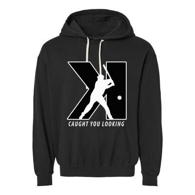 Backwards K Strikeout Looking Baseball Softball Pitching Garment-Dyed Fleece Hoodie