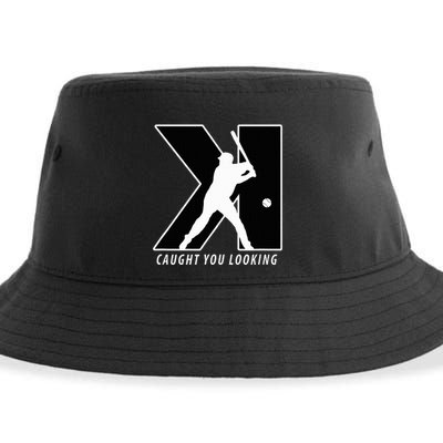 Backwards K Strikeout Looking Baseball Softball Pitching Sustainable Bucket Hat