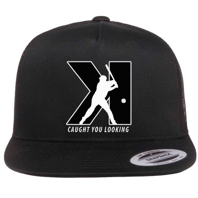 Backwards K Strikeout Looking Baseball Softball Pitching Flat Bill Trucker Hat