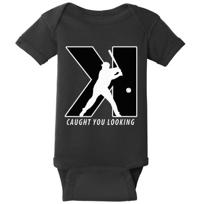 Backwards K Strikeout Looking Baseball Softball Pitching Baby Bodysuit