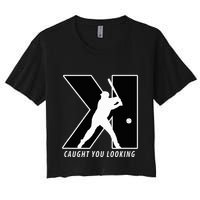 Backwards K Strikeout Looking Baseball Softball Pitching Crop Top
