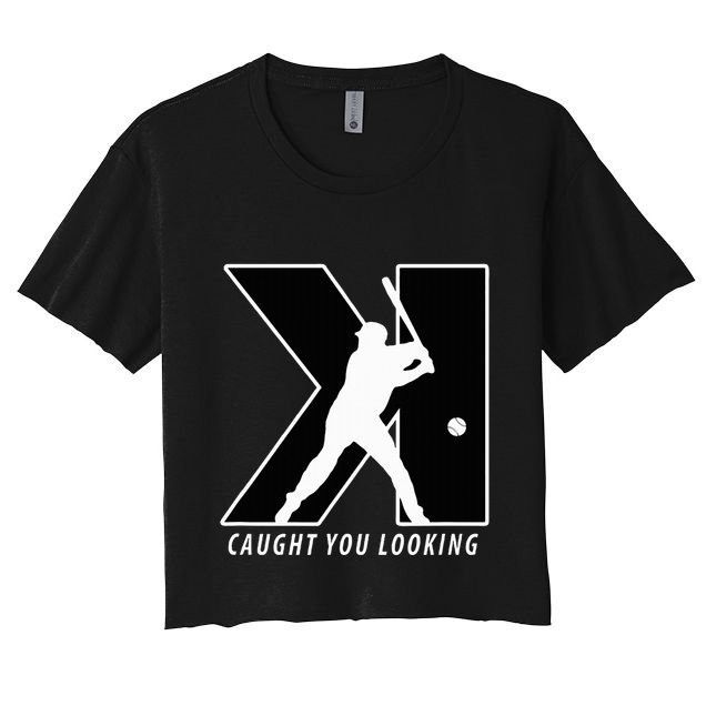 Backwards K Strikeout Looking Baseball Softball Pitching Crop Top
