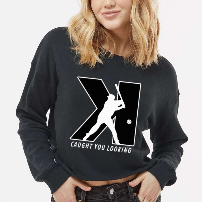 Backwards K Strikeout Looking Baseball Softball Pitching Cropped Pullover Crew