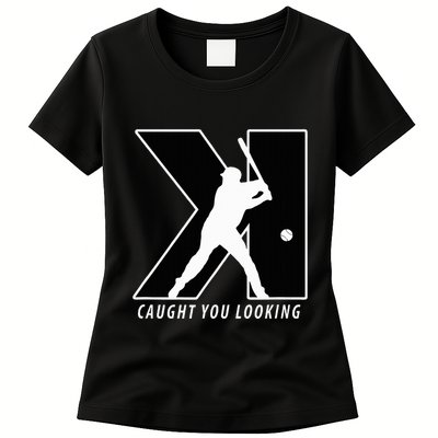 Backwards K Strikeout Looking Baseball Softball Pitching Womens T-Shirt