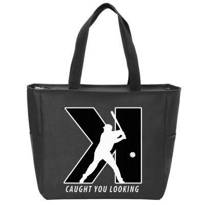 Backwards K Strikeout Looking Baseball Softball Pitching Zip Tote Bag
