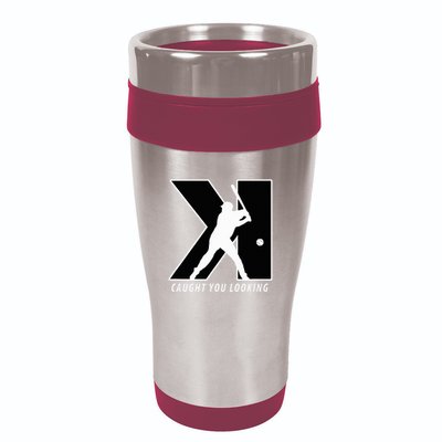 Backwards K Strikeout Looking Baseball Softball Pitching 16oz Travel Tumbler