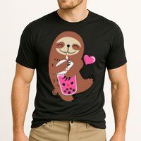Bubble Kawaii Sloth Drinking Boba Tea Cooling Performance Crew T-Shirt
