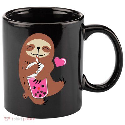 Bubble Kawaii Sloth Drinking Boba Tea 11oz C Handle Ceramic Mug