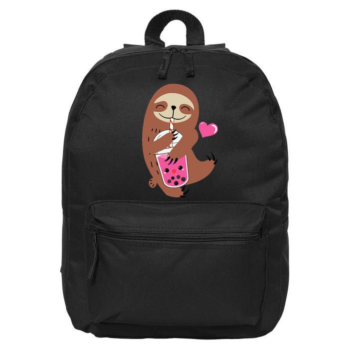 Bubble Kawaii Sloth Drinking Boba Tea 16 in Basic Backpack