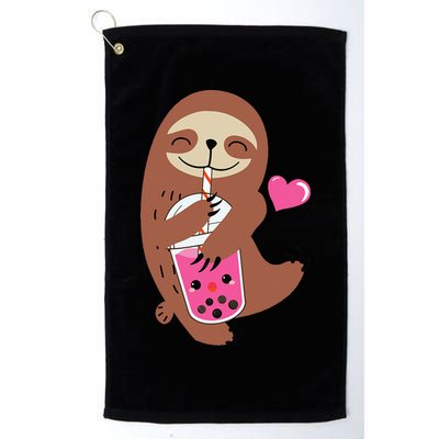 Bubble Kawaii Sloth Drinking Boba Tea Golf Towel